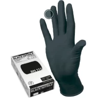 Black Nitrile / Перчатки нитриловые одноразовые черные M 100 шт/упак